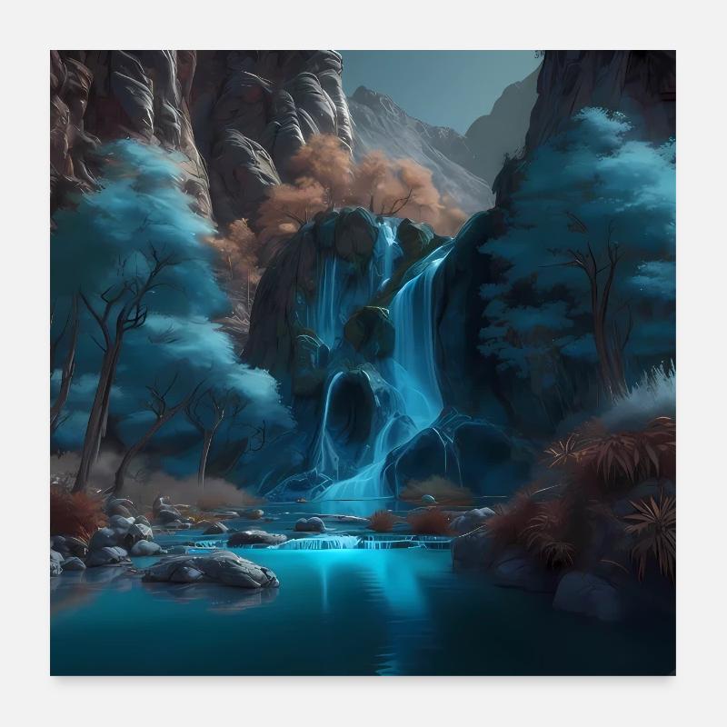 Wasserfall Poster 60x60 cm