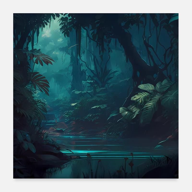Paysage de jungle Poster 60 x 60 cm