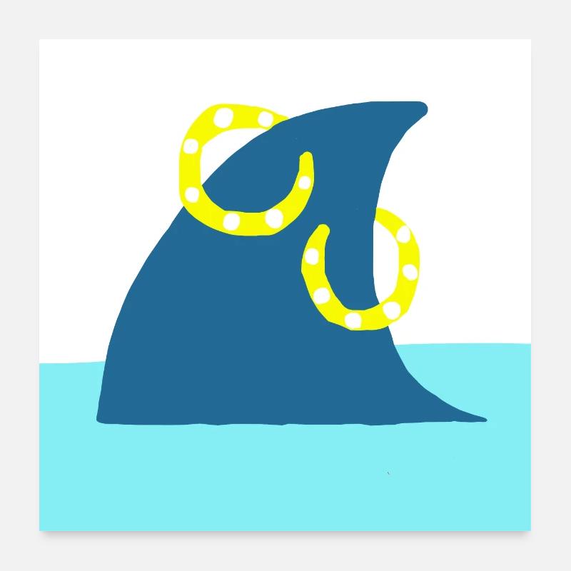 SHARK WITH PIERCINGS Poster 24" x 24" (60x60 cm)