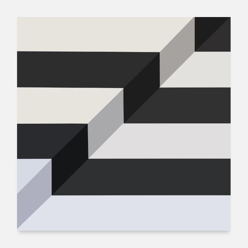 Stufe Minimalismus Schwarz Weiß Poster 60x60 cm