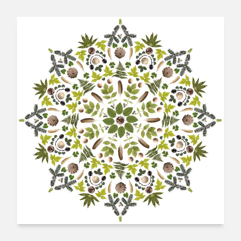 Waldmandala - Poster 60x60 cm - Weiß