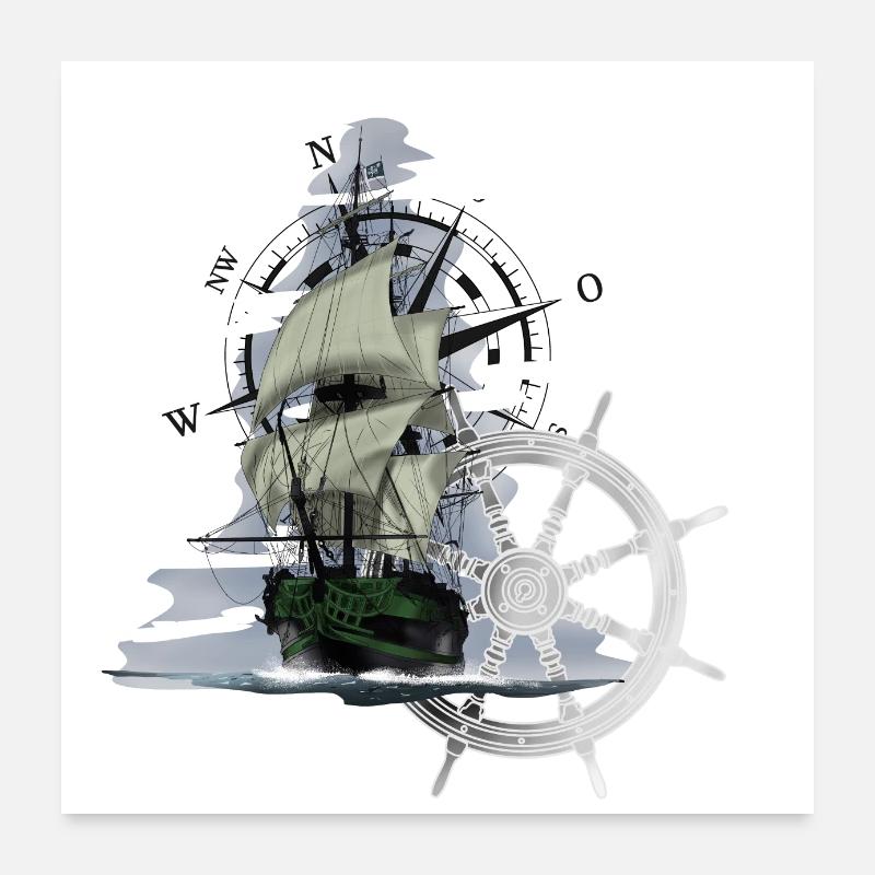 Segelschiff Poster 60x60 cm