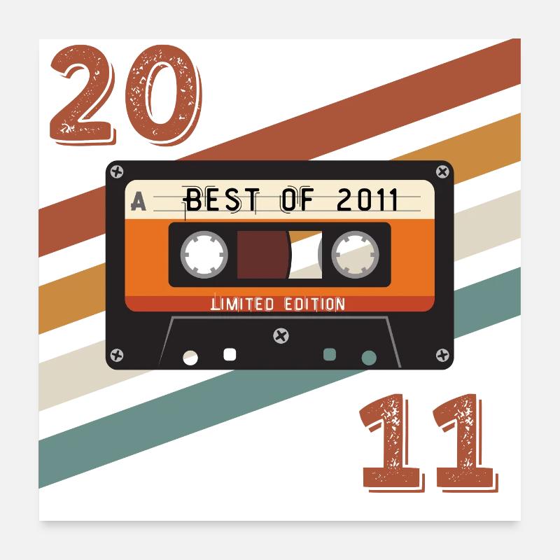 2011 rétro vintage anniversaire Poster 60 x 60 cm