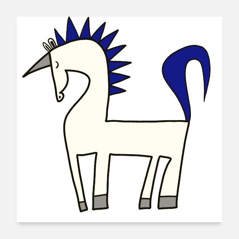 Licorne blanche Poster 60 x 60 cm