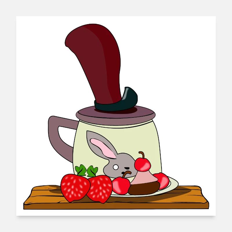 Der Snack des Hasen Poster 60x60 cm