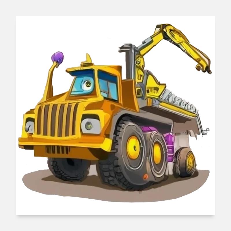 Lustige Monster im Bau-Einsatz Poster 60x60 cm