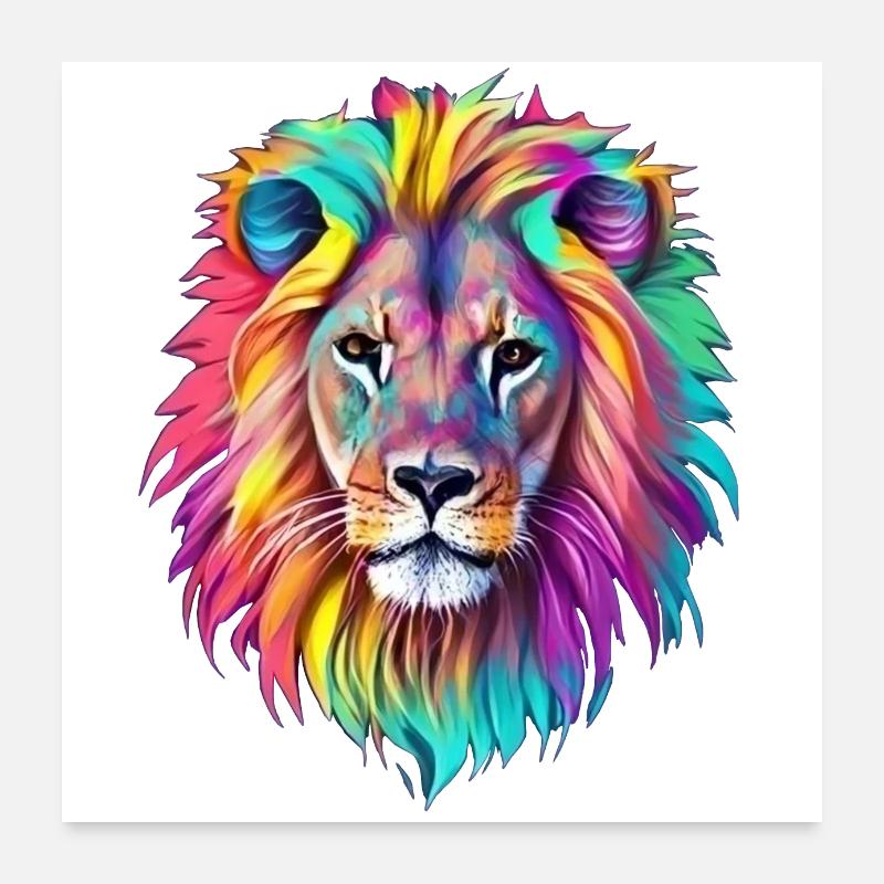 Rainbow Lion - Artistic Interpretation Poster 24" x 24" (60x60 cm)