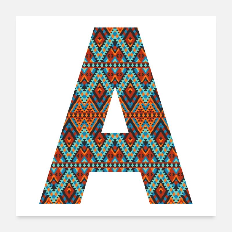 Buchstabe A- Boho-Design Poster 60x60 cm