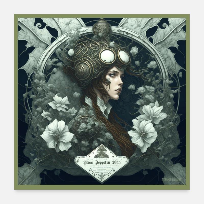 Mlle Zeppelin - Poster 60 x 60 cm - blanc