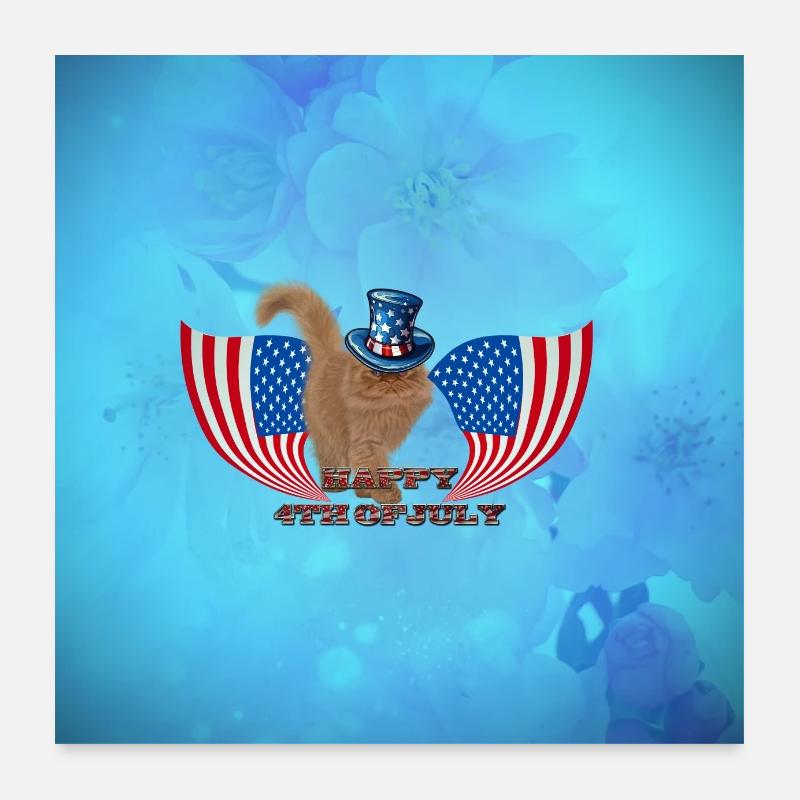 Alles Gute zum 4. Juli mit süßer Katze Poster 60x60 cm