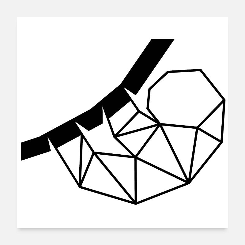 Faultierlogo schwarz Poster 60x60 cm