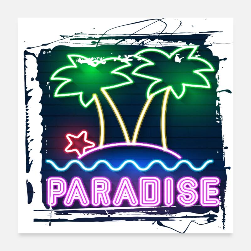 summer beach beach retro sea neon light eng Poster 24" x 24" (60x60 cm)