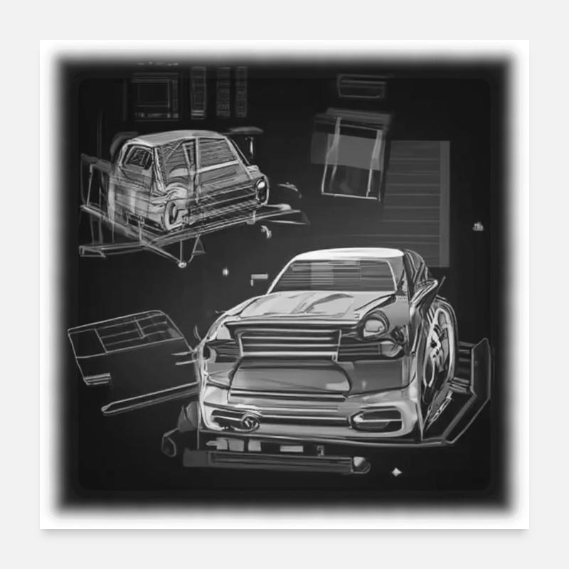 Technical car drawing in geometry style Poster 24" x 24" (60x60 cm)