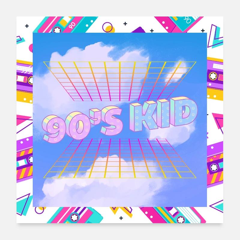 Retro 90s kid Poster 24" x 24" (60x60 cm)
