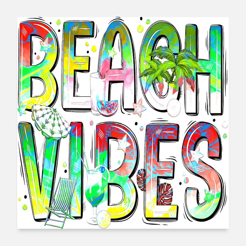 Summer surf croatia beach paradise party vibes Poster 24" x 24" (60x60 cm)