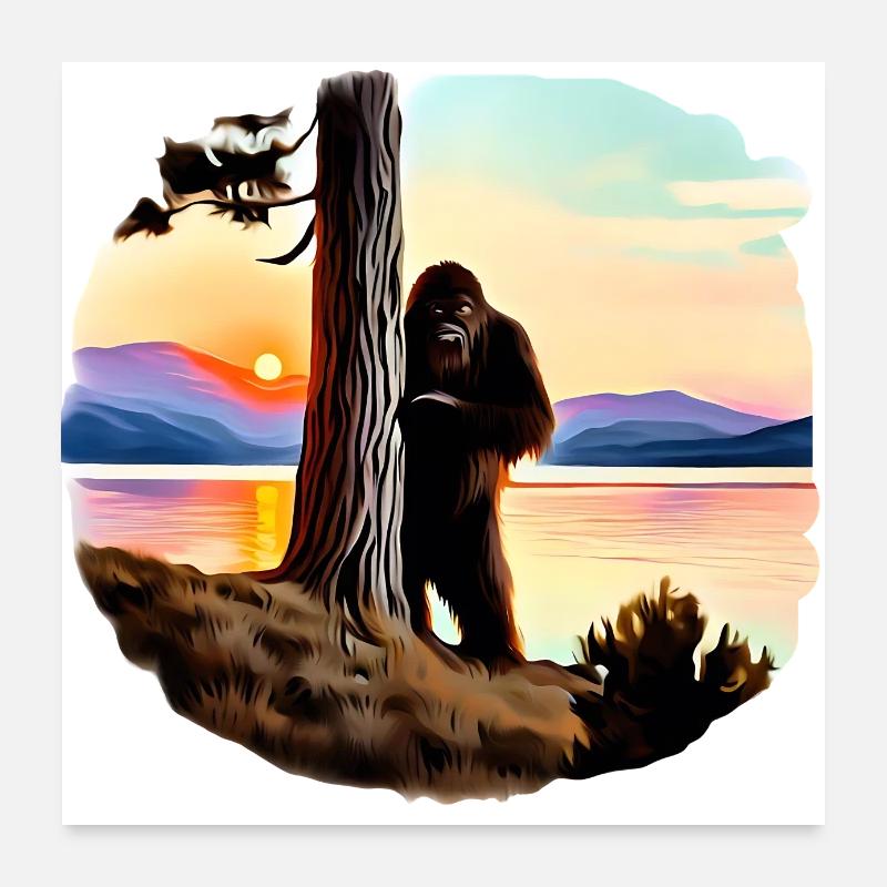 Coucher de soleil sur le lac Bigfoot Poster 60 x 60 cm