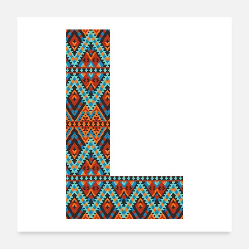 Lettre L- design boho, monogramme coloré Poster 60 x 60 cm