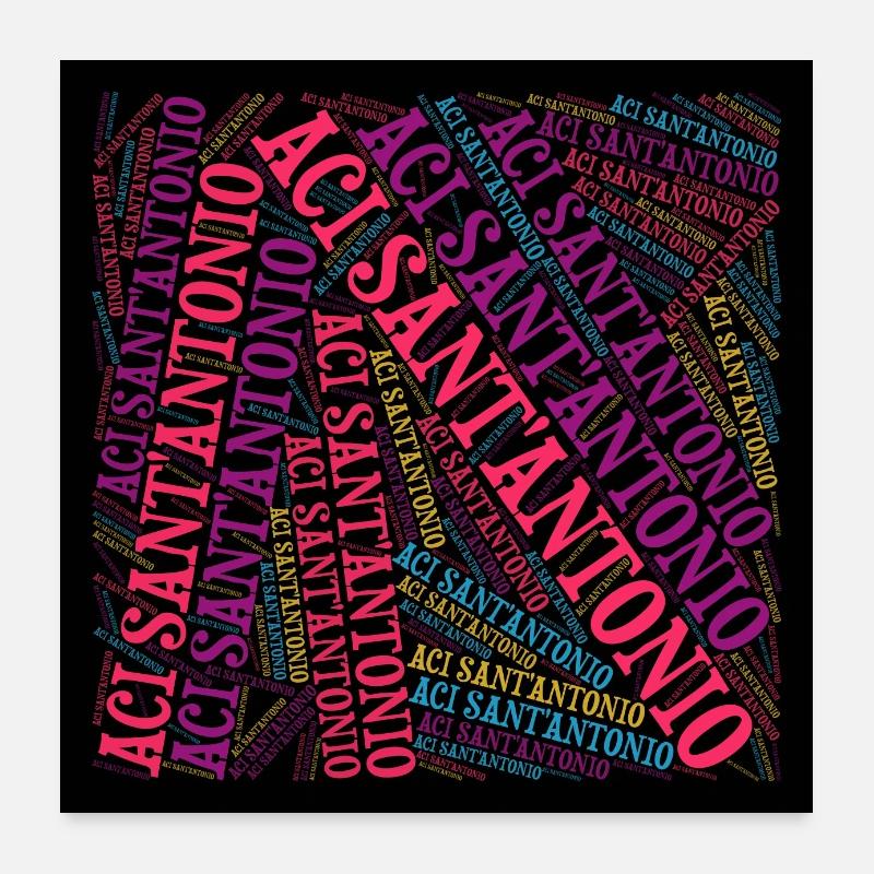 affiche Aci Sant 'Antonio nuage de mots Sicile Poster 60 x 60 cm