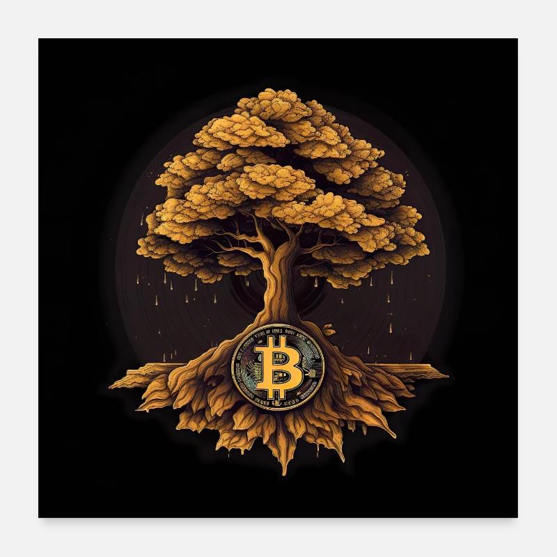 Bitcoin Baum Wachstum Poster 60x60 cm