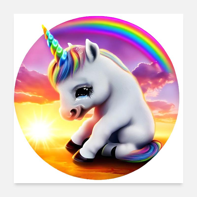 Licorne triste arc-en-ciel Poster 60 x 60 cm