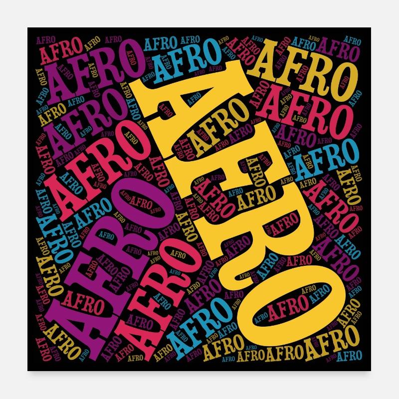 Poster Afro Wortwolke Collage Geschenkidee Poster 60x60 cm