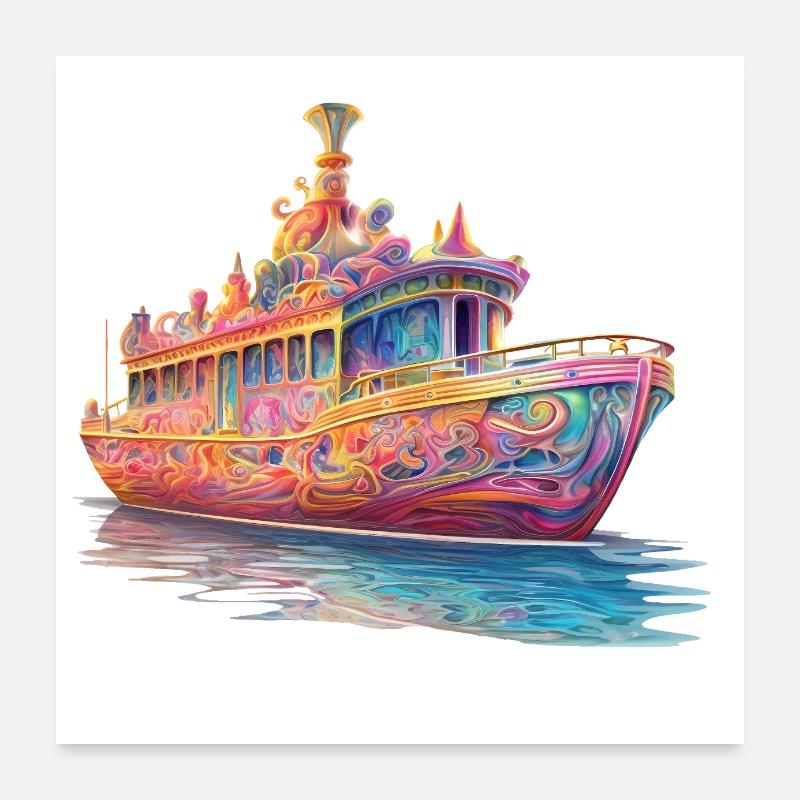 Bateau de rêve Odyssey psychédélique Poster 60 x 60 cm