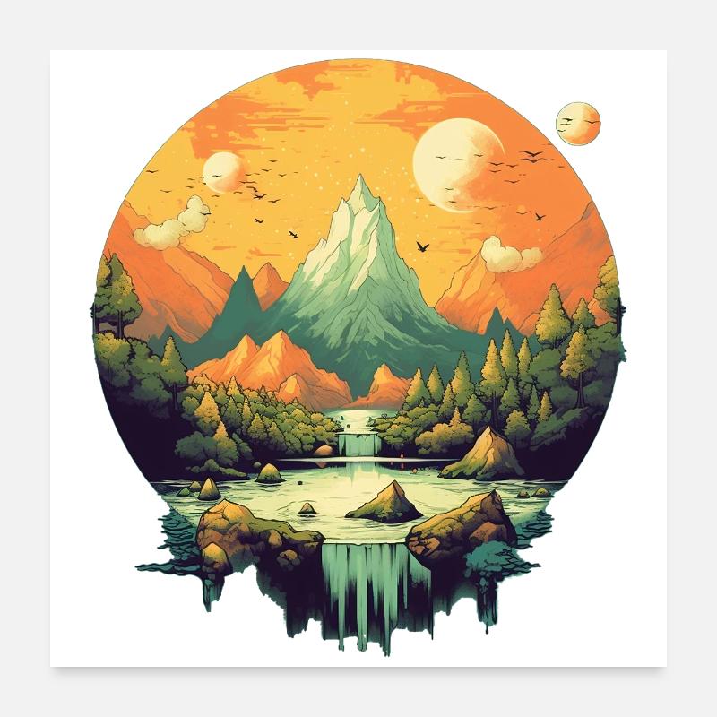 Landschaft - Poster 60x60 cm - Weiß