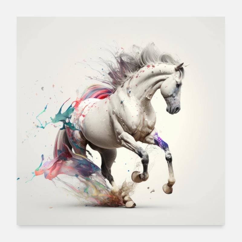 Cheval blanc - Poster 60 x 60 cm - blanc