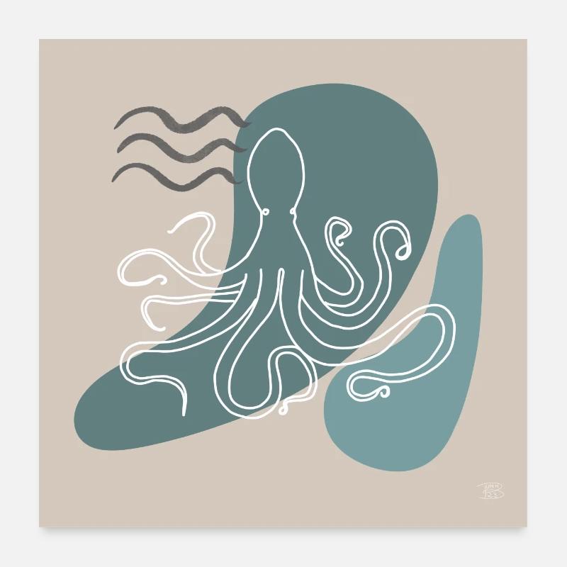 Oktopus Poster 60x60 cm