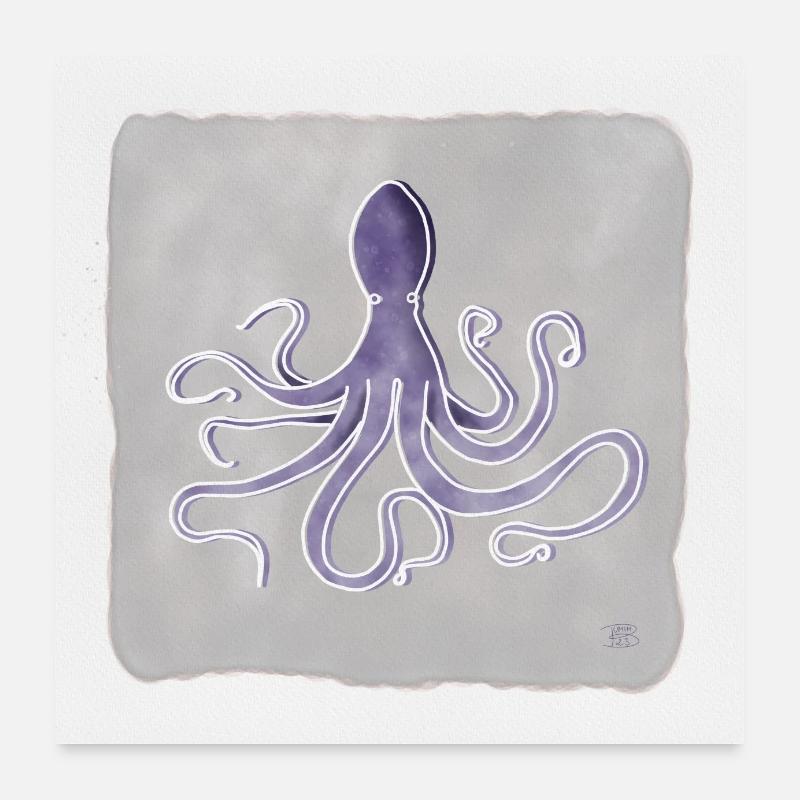 Pieuvre - Poster 60 x 60 cm - blanc