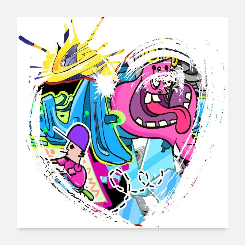 Graffiti style Splash hip hop couleurs peintre couleur Poster 60 x 60 cm