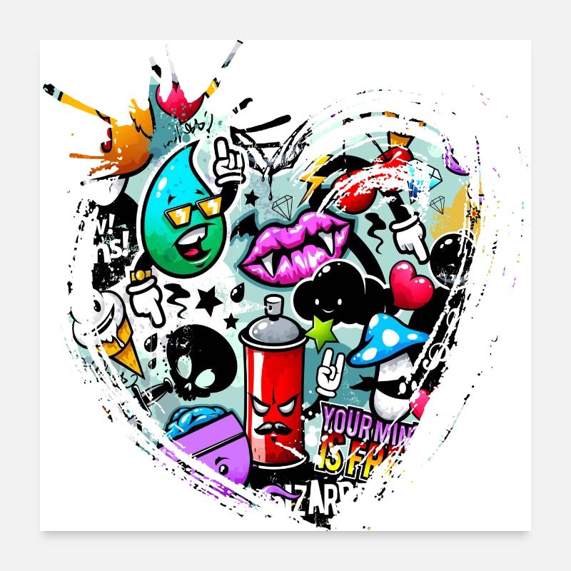 Graffiti style Splash hip hop couleurs peintre couleur Poster 60 x 60 cm