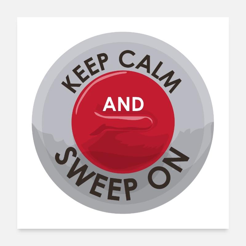 Curling Keep Calm and Sweep On Winter Sport Gift Poster 24" x 24" (60x60 cm)