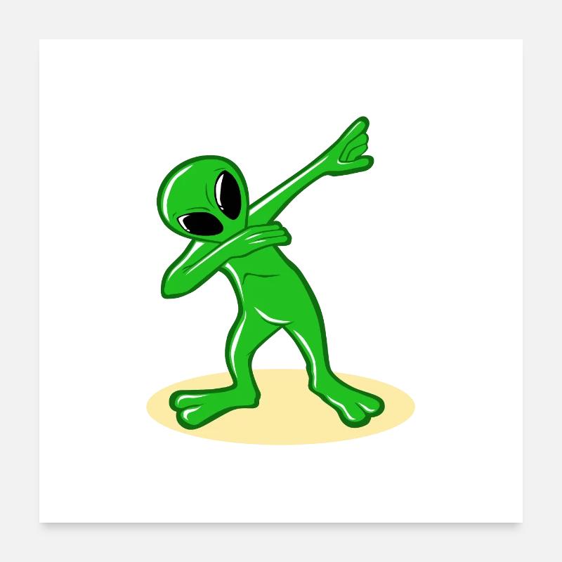 Dabbing Alien Dab Dance UFO Lover Idée cadeau Poster 60 x 60 cm