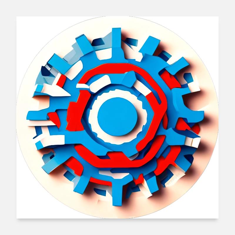 Abstract Psychedelic Gear Wheel Poster 60x60 cm