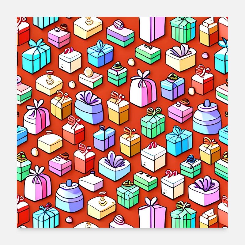 Buntes Geschenke-Muster Poster 60x60 cm