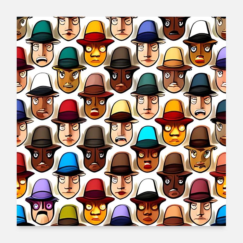 Face In Hat Pattern Poster 24" x 24" (60x60 cm)