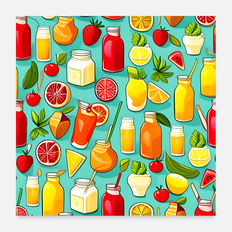 Yummy Summer Lemonade Pattern Poster 24" x 24" (60x60 cm)