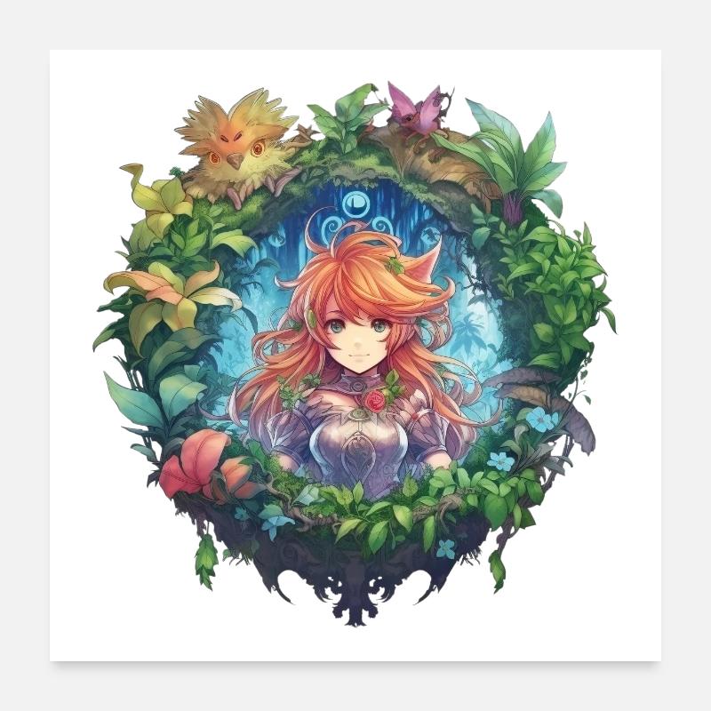 Süßes märchenhaftes Anime und Manga Mädchen Poster 60x60 cm
