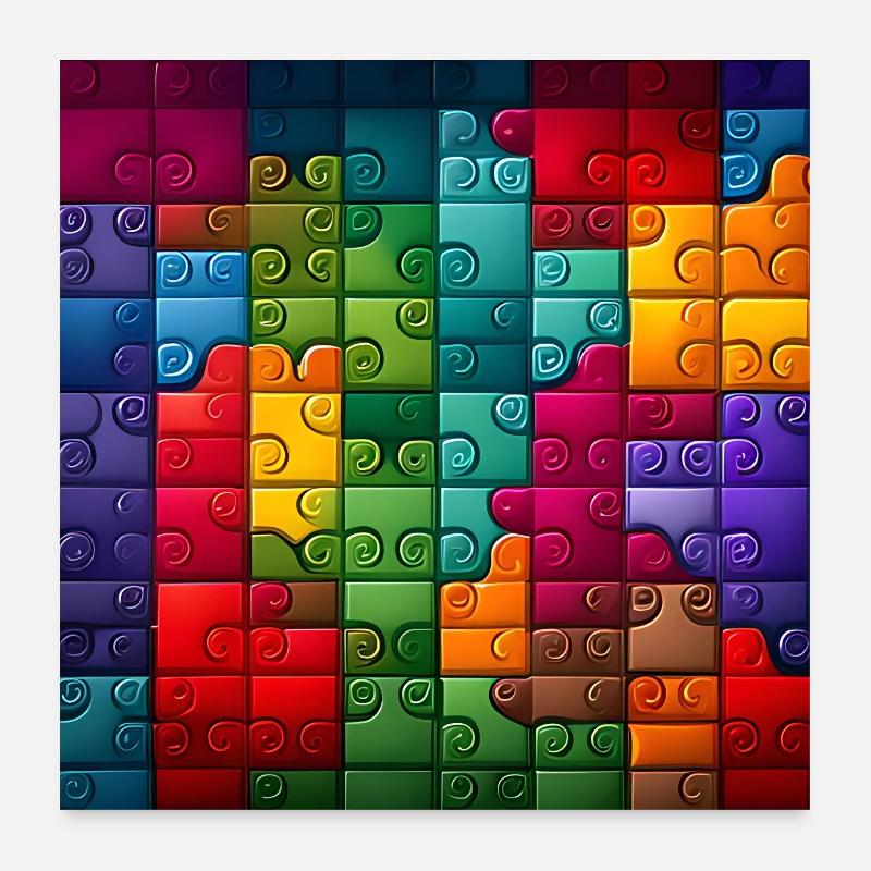 Modèle de puzzle arc-en-ciel coloré Poster 60 x 60 cm