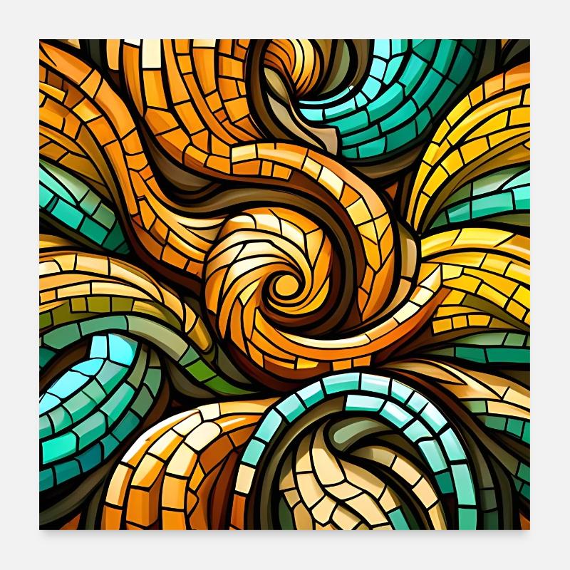 Triskelion-Mosaik - Poster 60x60 cm - Weiß