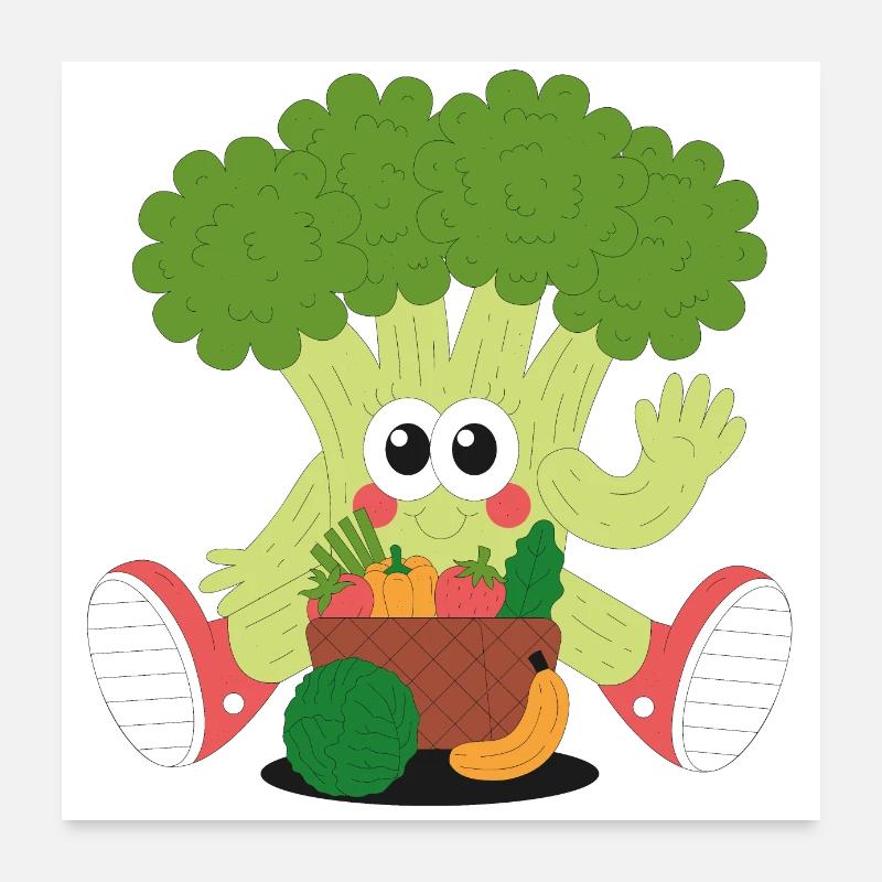 HAPPY BRROCCOLI - Poster 24" x 24" (60x60 cm) - white