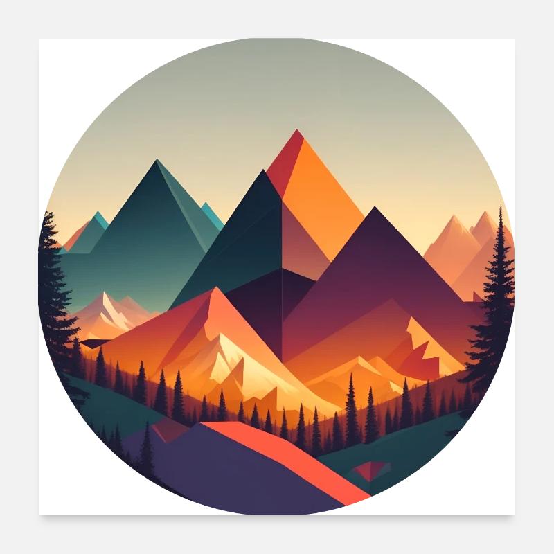 Paysage géométrique Poster 60 x 60 cm