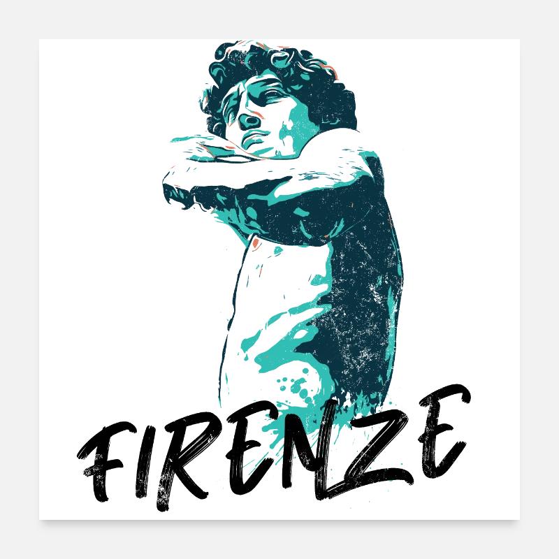 Illustration Sculpture David chef-d'œuvre Florence Poster 60 x 60 cm