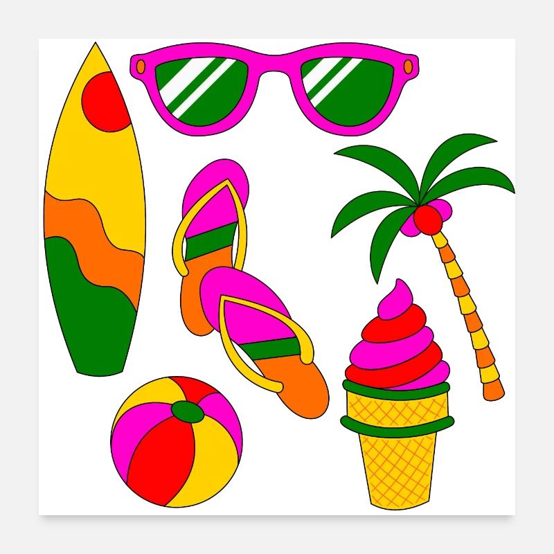 Été Rétro Vacances d’été comme de la glace au soleil Poster 60 x 60 cm