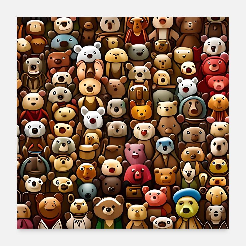 Cuddly Teddy Bears Pattern Poster 24" x 24" (60x60 cm)