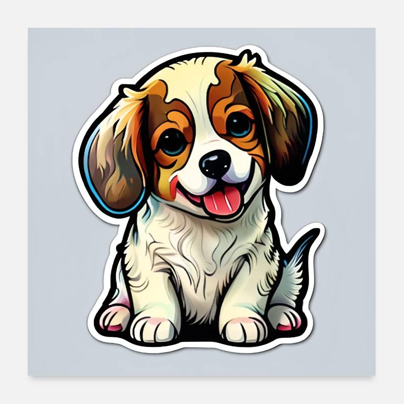 Beagle puppies with cute cap dog owners Poster 24" x 24" (60x60 cm)