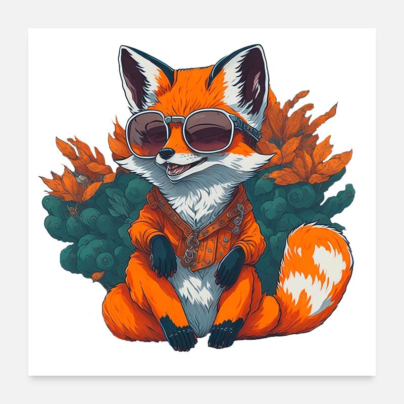 Cooler Fuchs mit Sonnenbrille Poster 60x60 cm