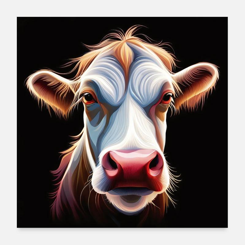 Kuh Schädel Kopf lustig braun grimmig Poster 60x60 cm