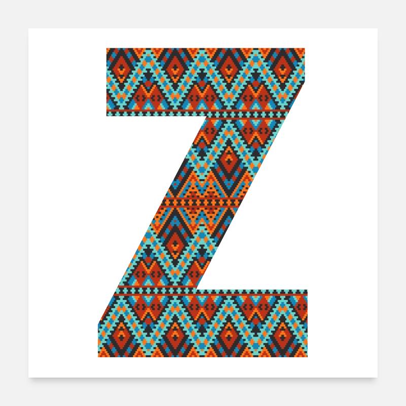 Letter Z- boho design, Colorful monogram Poster 24" x 24" (60x60 cm)